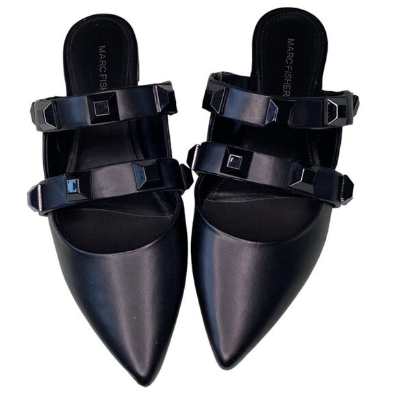 Marc Fisher Sharla Studded Strappy Mule Black B22B - Picture 4 of 9